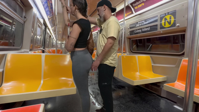 Gabi SweetCouplesStories: Student Girl Gets Cum on New York Subway Train.