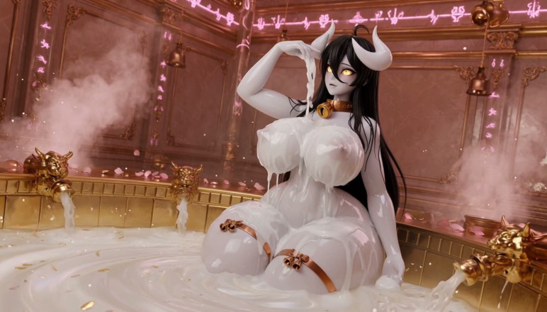 Stories&Anime: Albedo Demon Queen Bath episodio 3 - masivo juego jabonoso y provocación...