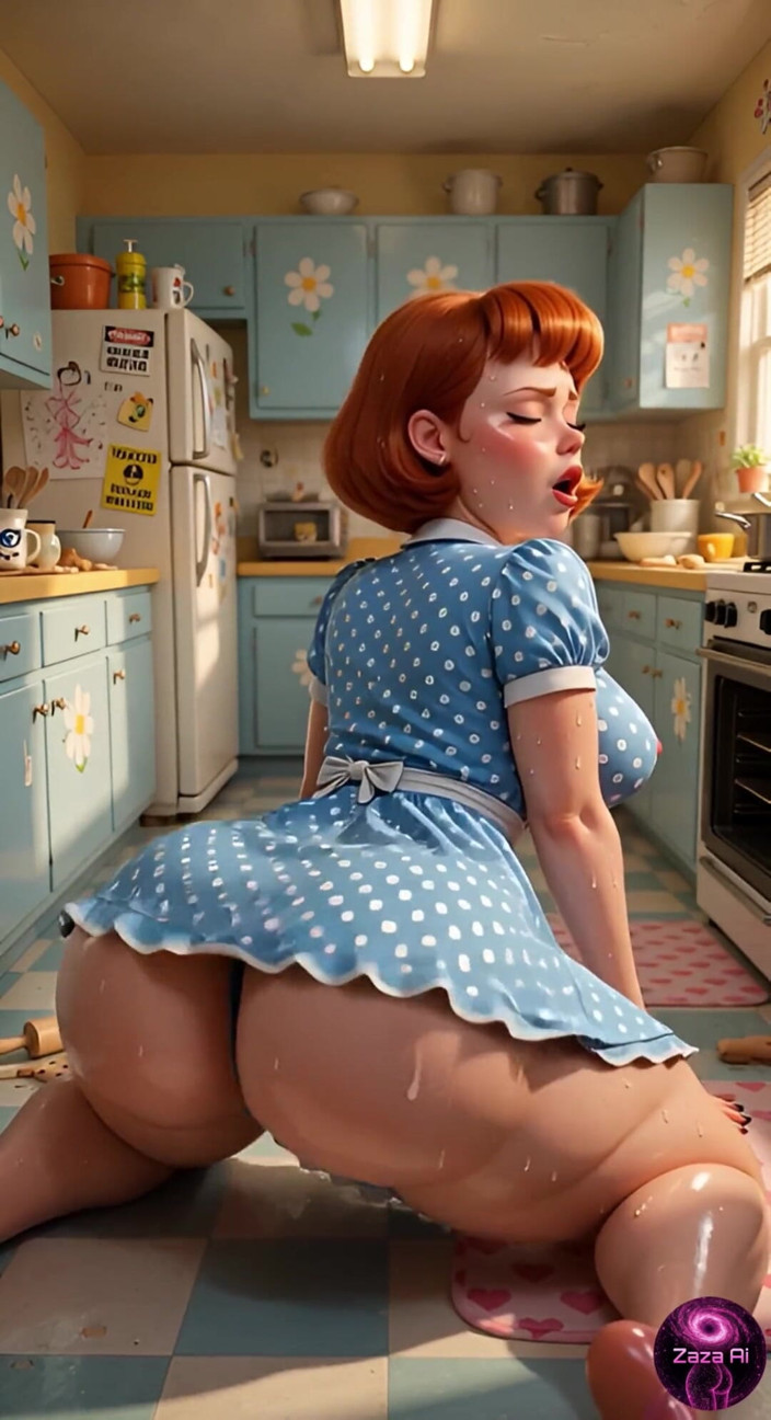 ZaZa Ai: Stoute milf in de keuken