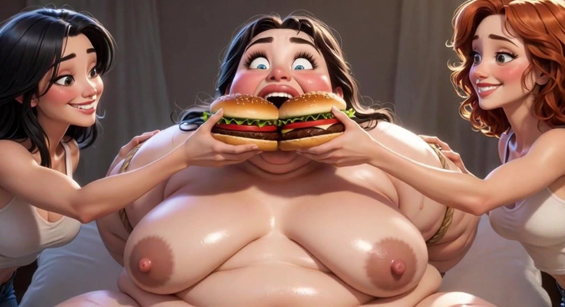 Anime Hentai: Yemekle kaplı obez çirkin köle - muhteşem sahibeler tarafından aşağılanıyor
