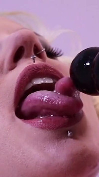 Solo Blonde Dildo Play