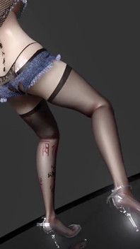 Wiggle; Lewd Tattoos; Humiliation; Split-crotch Thongs; Shorts; Black Stockings; Explosive Bust