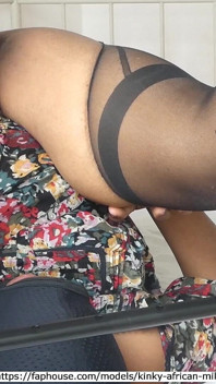 Kinky African MILF Chain Stuffed and Self Peeing