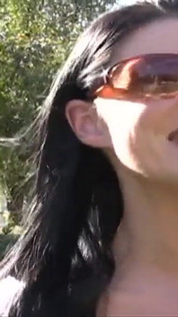 Big ass brunette gets a warm load in her cute mouth