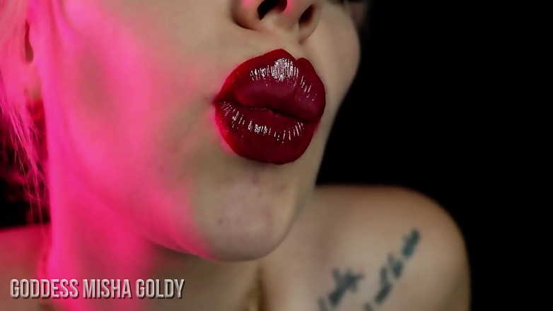 Goddess Misha Goldy: 입술 중독 훈련! 완전히 세뇌가 되라! Goon &amp; jerk 1