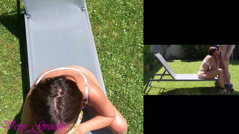 Les Gourmands: 穿着性感白色内衣的漂亮熟女在户外被后入并射在她的大屁股上