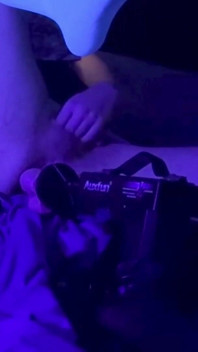 S1uttranspup Takes a 9 Inch Dildo in a Blacklit Room
