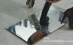 Kinky masturbation over the mirror