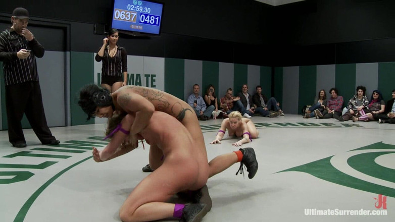 Ultimate surrender by Kink: Rd2 Girls Helpless in Wrestling Holds, Getting Double Teamed. Finger...