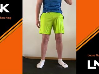 Lucas Nathan King: Högt stönande handsfree cumshot under träning | Enorm spermasprut slowmotion