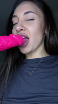 Wowmana. Fondling My Nipples with a Big Pink Dildo