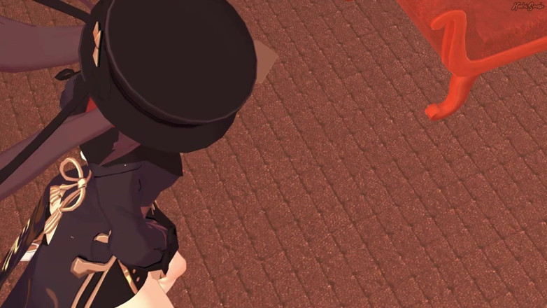 Hentai Smash: Hu Tao onanerar i vardagsrummet - Genshin påverkar Hentai.