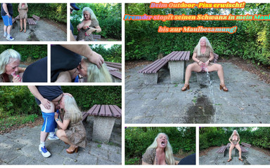 Thumbnail of Caught Pissing Outdoors! Stranger Stuffs His Cock Into My Mouth Until He Cums in My Mouth!