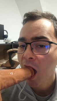 College Boy Sucks Stepdaddy's Cock Until He Cums in His Mouth (dildo)