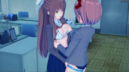 Hentai Smash: Sayori strapon fucks Monika until she orgasms - Doki Doki literature...