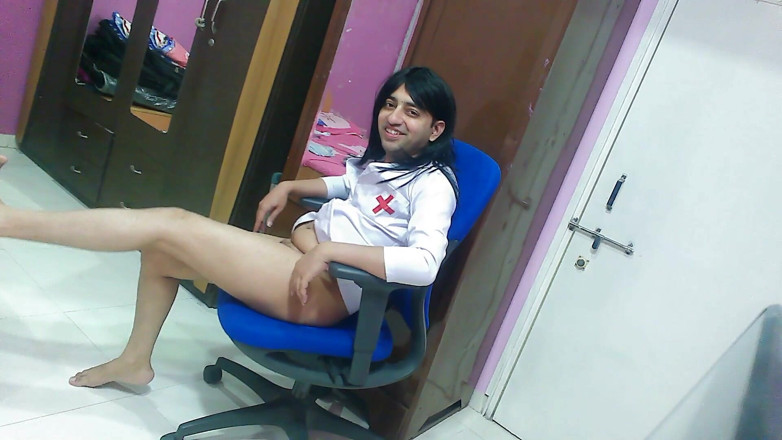 Cute & Nude Crossdresser: Sweet and sexy sissy crossdresser femboy Sweet Lollipop in a...