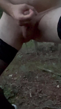 Teen boy shows body in pantyhose in the forest, night masturbate