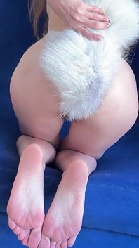 White Tail in My Ass While a Huge Dildo Fucks My Pussy Deep