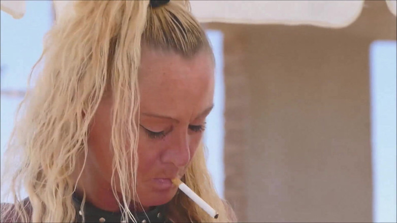 Natalie K: British slut Natalie K smoking &amp; fingerfucking outdoors in pvc