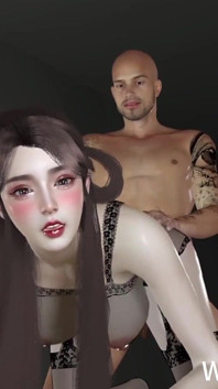 3D角質のセクシーなアジアの売春婦が彼女の猫をファックするために巨根をからかう