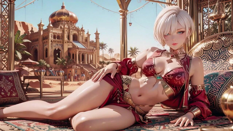 Seraphina Vale: Desert Fantasy! Silver-haired Saintess's Private Dance in the Red-gold Palace,...