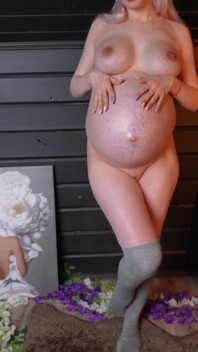 Pregnant Naked in Stockings