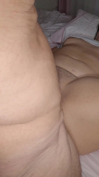 Stepmom with Big Hairy Pussy. Fucks with Her Legs Open and Creampie.