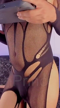 Femboy Ken in Tights Only in Lingerie and Shows His Feet Close to the Camera