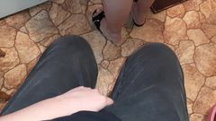 My Hot Stepmom in a Miniskirt Doesn&#039;t Even Know That I&#039;m Masturbating Behind Her