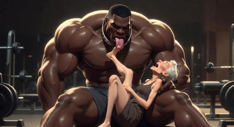 Anime Hentai: Nonna che geme di piacere - un uomo nero forte che...