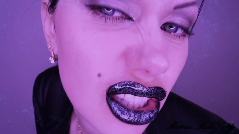 Goddess Misha Goldy: Glossy black lips get total control over you! Mesmerizing JOI