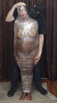 Luana Wrapped in Plastic Film. Tickling, Bastinado and Imposed Orgasms!