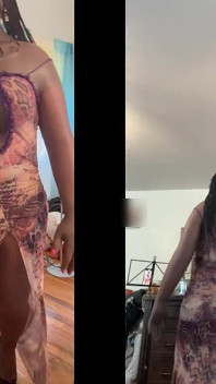 Black Babe Danae Stripping, Dancing Nude, Rubbing Her Pussy and Showing Her Dick!