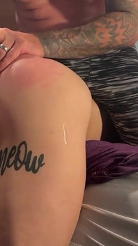 Bending Over the Bed My Husband Shoves a Dildo in My Ass!