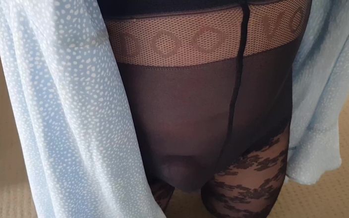 Dani Leg: Dani 腿在蓝色 pattered 连裤袜