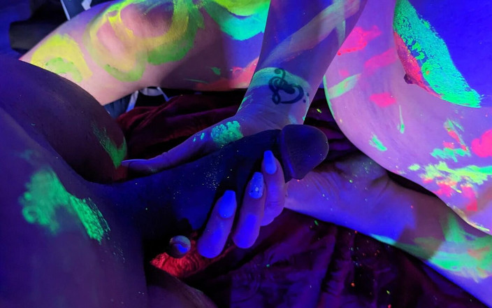 Madison StClaire: Hot Inerracial Blacklight Scene