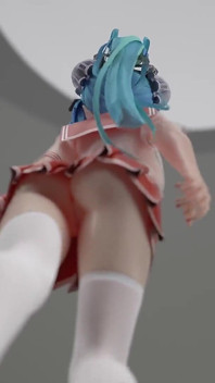 [mmd] Čokoládová krémová Jk; Sexy uniforma studentky; Ultra krátká sukně; Bílé punčochy; Vysoké podpatky s červenou podpatky