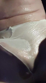 Watching Porn While Jerking off with Lots of Lube Wearing White Pantyhose