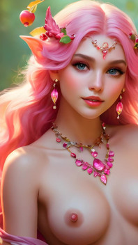 Big Breasted Nude Elf Girl with Crab Apple