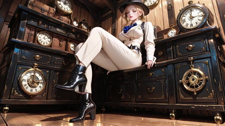 Tay Swift X: Leaning Against the Vintage Train Door, She Runs Her Hand...