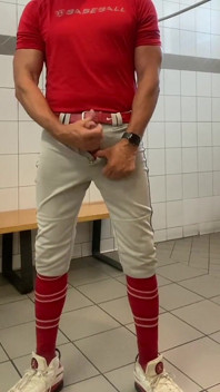 Buff Dilfjockdad87 Edges in the Locker Room in Baseball Gear