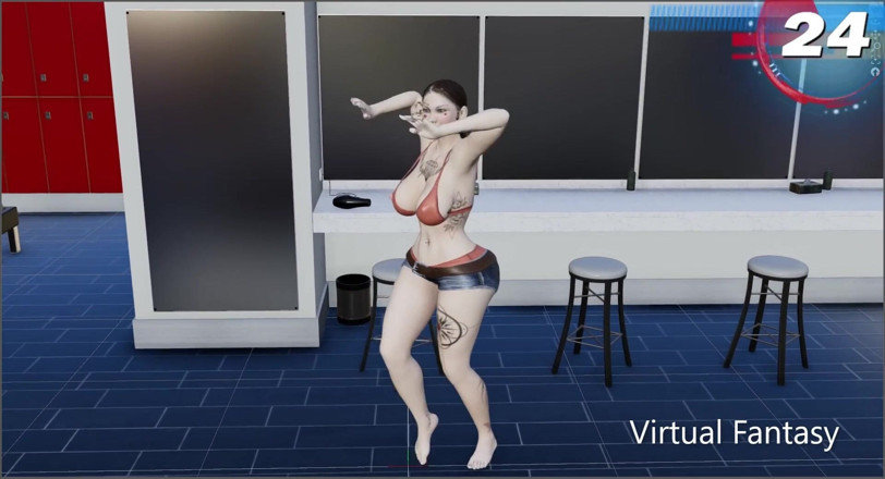 Virtual fantasy studio: Gros seins et cul, une fille sexy en 3D avec un...