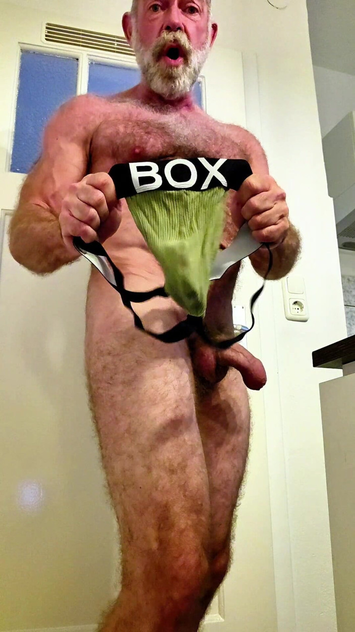 JackvanDean: Hairy Man Tries Jockstrap