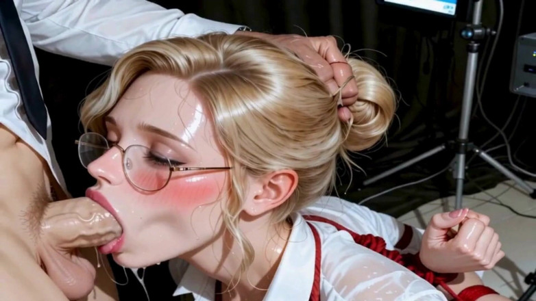 Waifu hentai narrated: O blondă sexy își înșală soțul înghițind sperma a 5 pule mari în sex în grup...