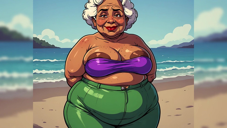 AI Porn: ビーチアイの太めのBBWインド女性たち