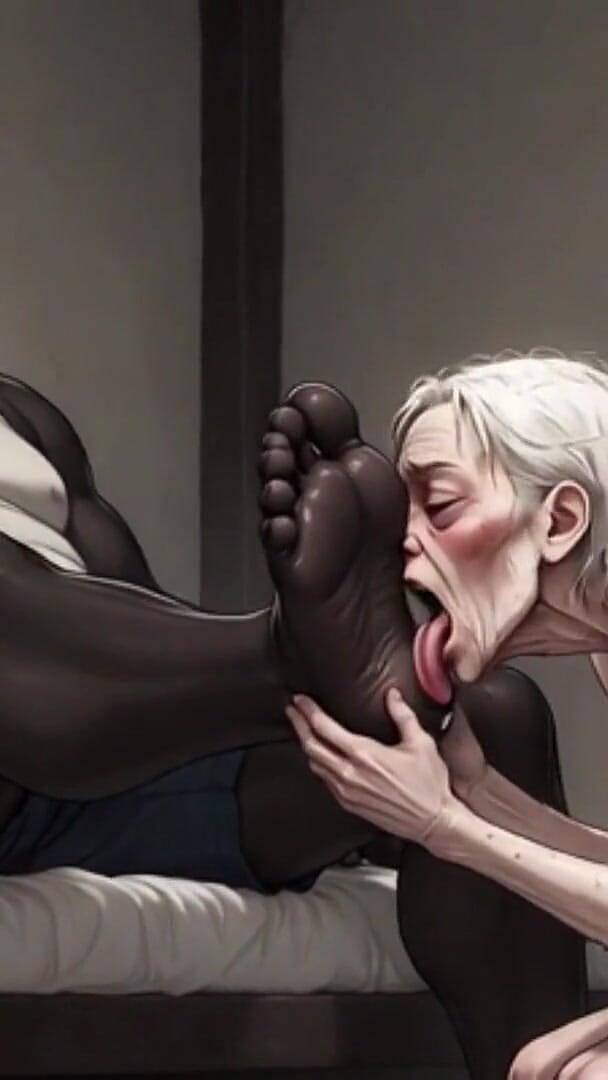 YOUR BEST FANTASY: 90 Year Old Granny Slave Licking Giant Black Man Feet -...