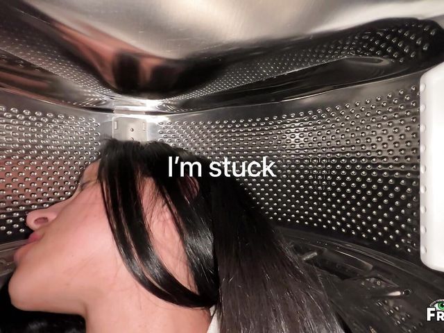 Stepson Fucked Stepmom While She in Inside of Washing Machine. Anal Creampie (Frintteza)