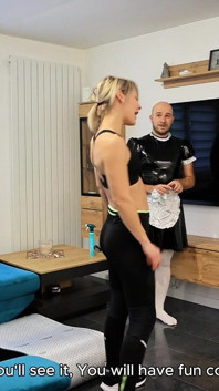 Defiant Slave's Endurance Test: Edging and Teasing During Exercise - Maitresse Julia