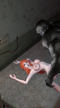 Sexy Nami byla přibita a ošukána černým monstrózním ptákem
