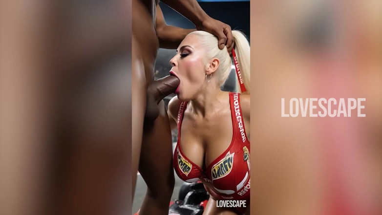 Lovescape: F1, une fille en grille suce et prend un facial...